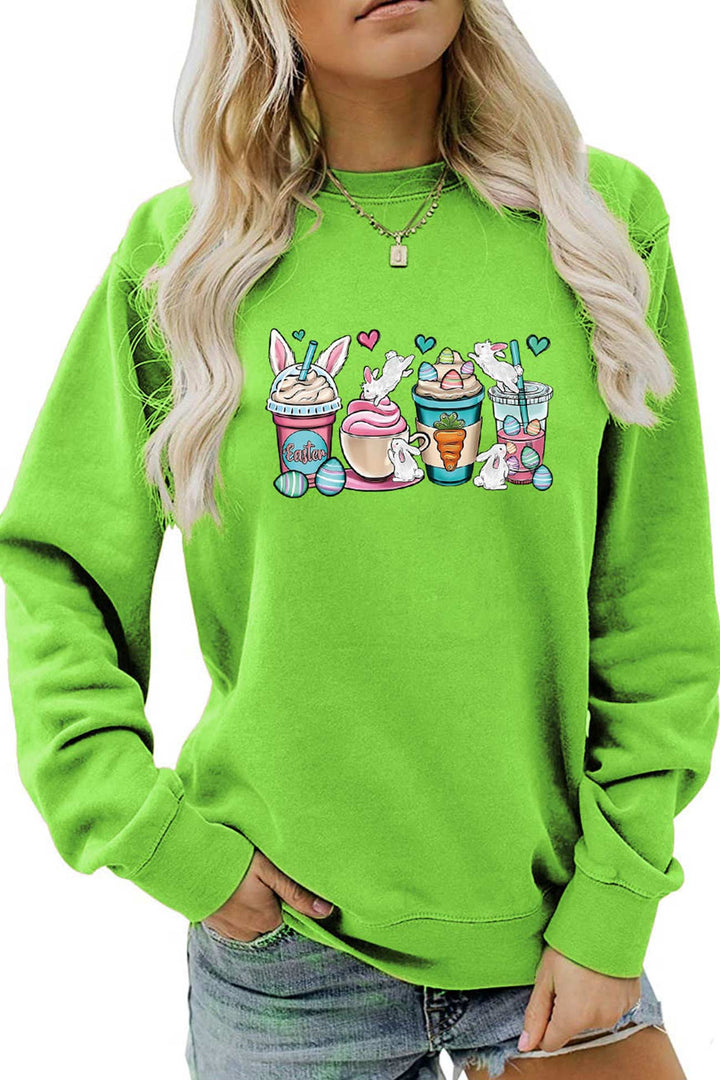 Ice Cream Bunny Print Sweatshirt Yellow · S