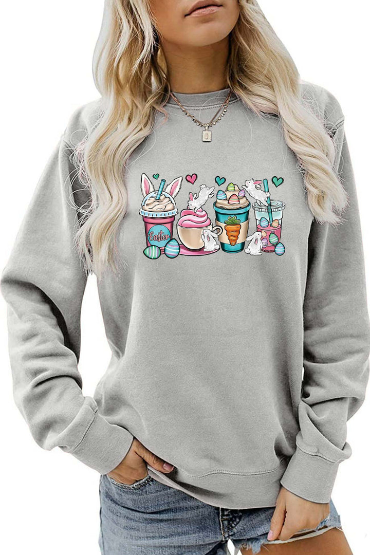 Ice Cream Bunny Print Sweatshirt Yellow · XL
