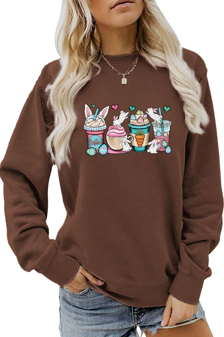 Ice Cream Bunny Print Sweatshirt Fluorescent Green · L