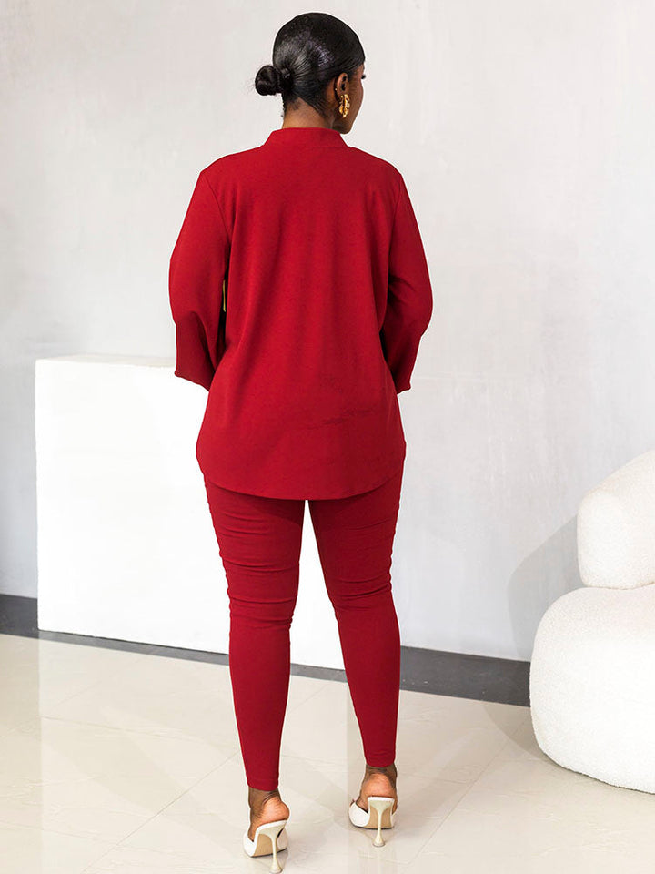 Sleek Tunic & Leggings Set Red / L