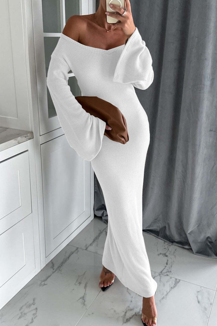 Knitted Bell Sleeve Mermaid Dress Grey · 2XL