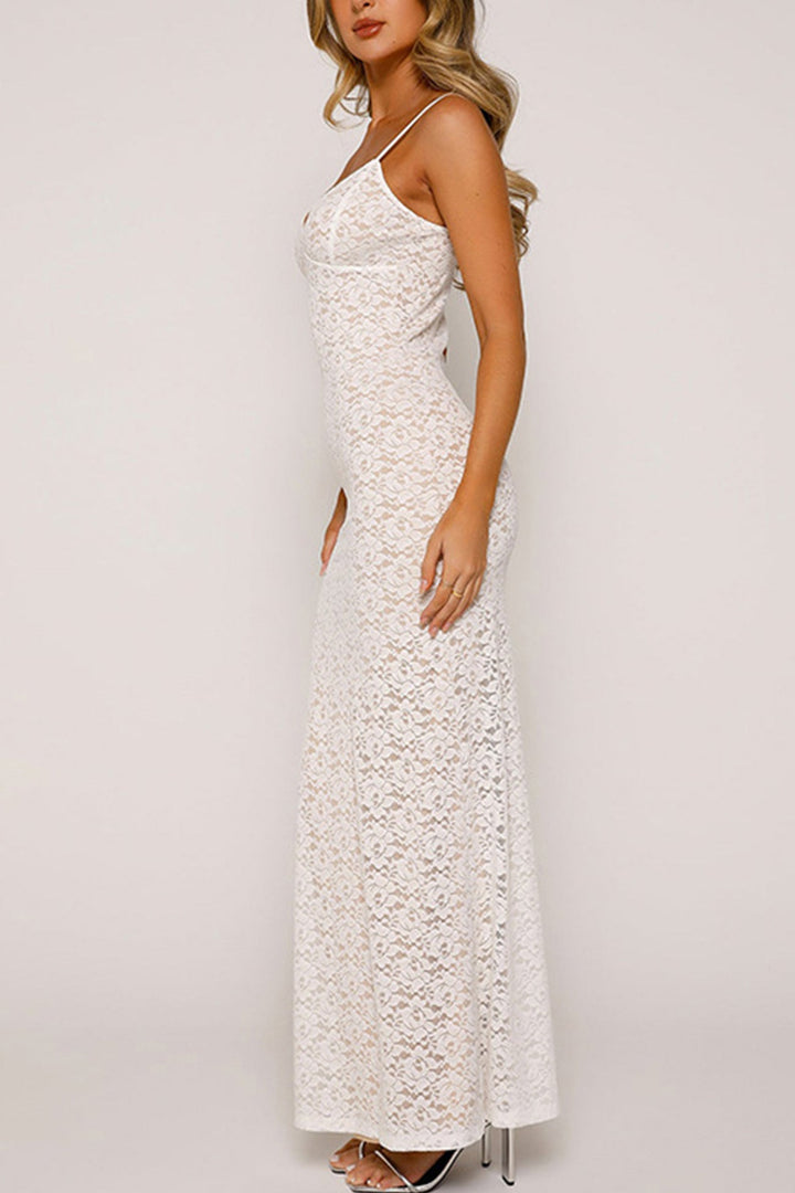 Lace Low Cut Pack Hip Cami Dress White · L