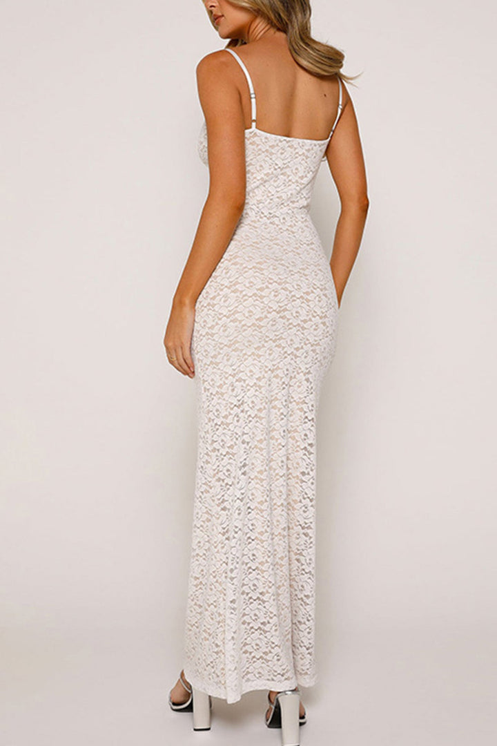 Lace Low Cut Pack Hip Cami Dress White · M