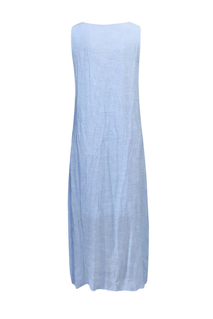 Lace V Neck Slit Tank Dress White · 4XL