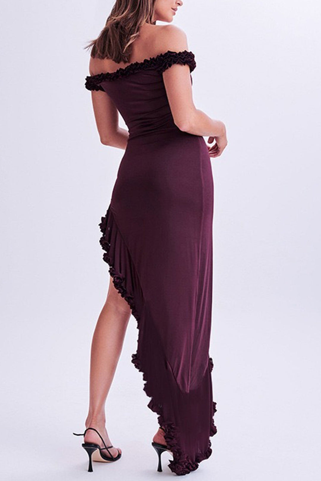 Lacework Irregular Hem Pack Hip Dress Wine · S