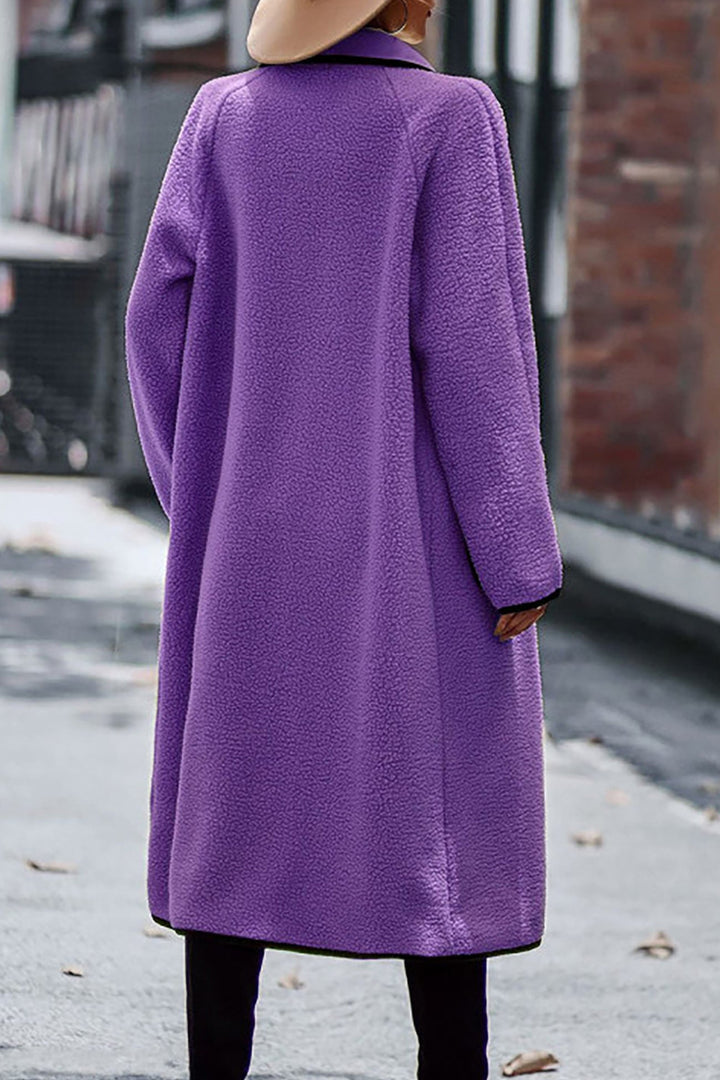 Lapel Pocketed Plush Cardigan White · XL