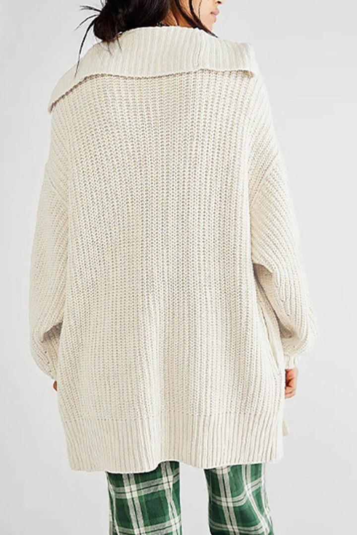 Lapel Single Buckle Mid-length Cardigan Khaki · M