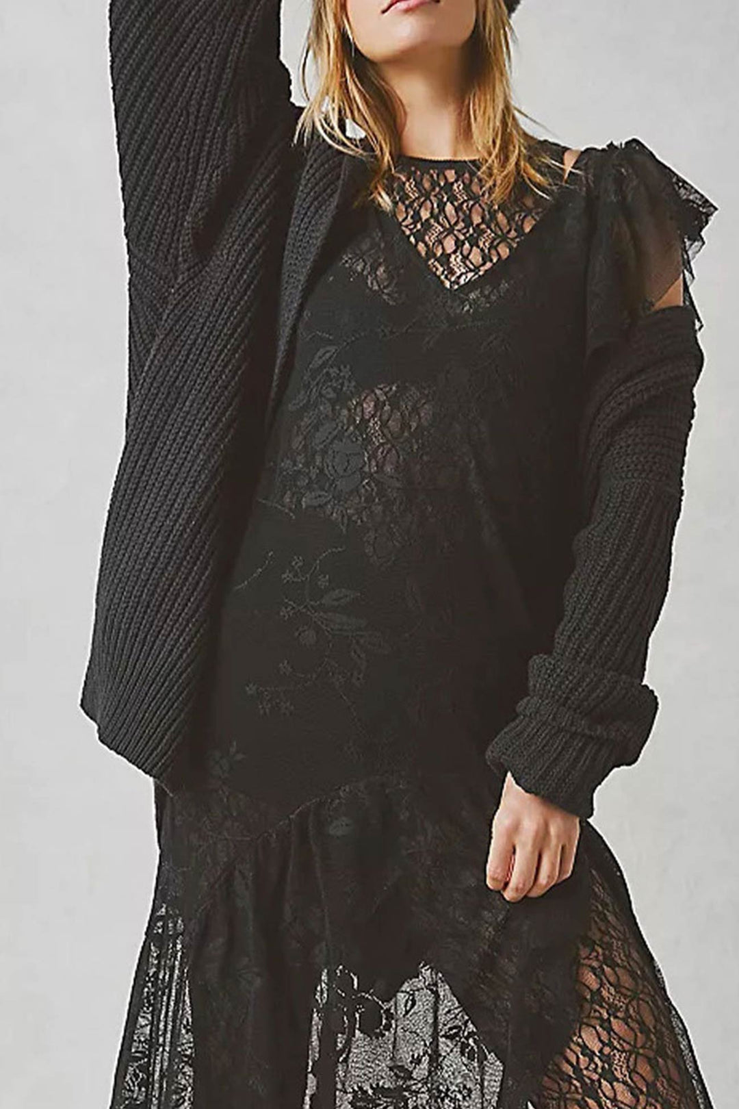 Lapel Single Buckle Mid-length Cardigan Green · M