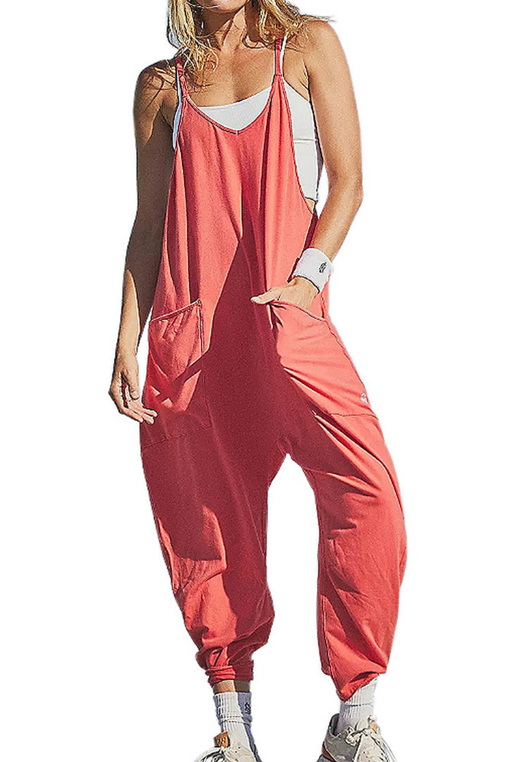 Large Pocket Cami Jumpsuits Beige · S