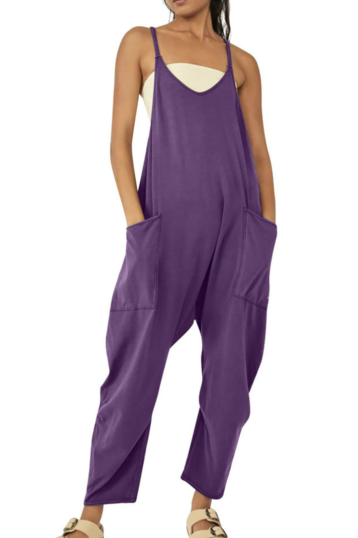 Large Pocket Cami Jumpsuits Beige · XL