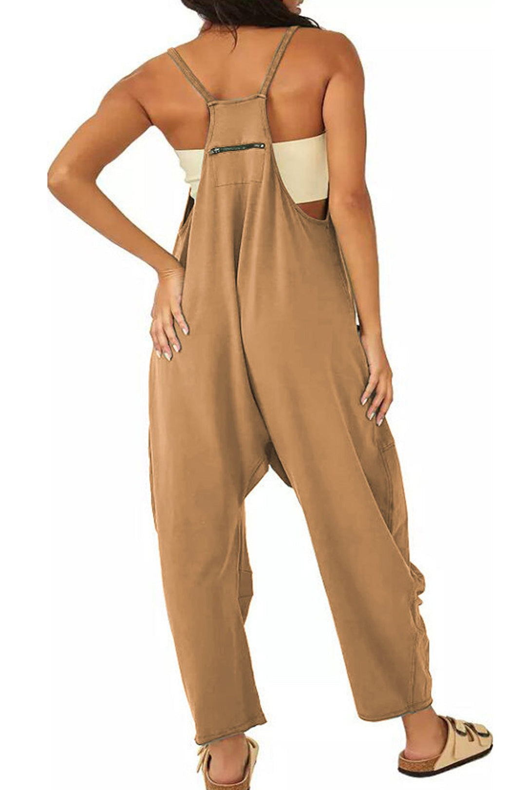Large Pocket Cami Jumpsuits Light Blue · 5XL