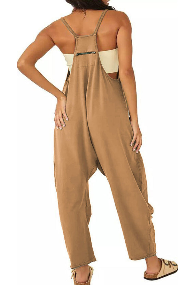 Large Pocket Cami Jumpsuits Light Blue · 5XL