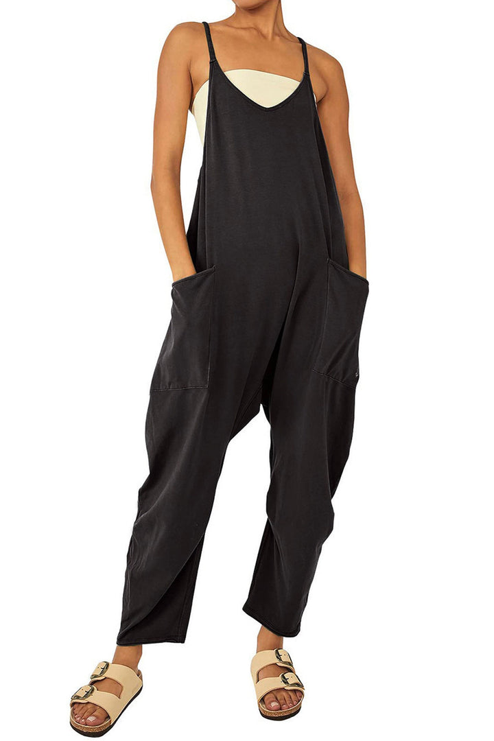 Large Pocket Cami Jumpsuits Light Blue · XL
