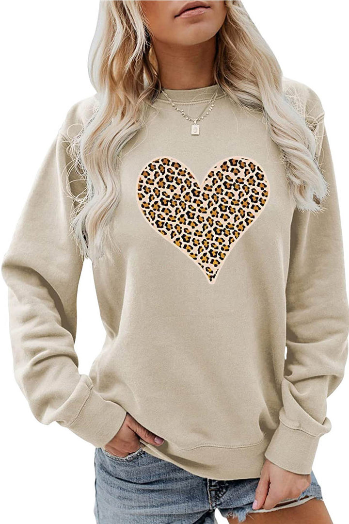 Leopard Print Hearts Sweatshirt Light Green · XL