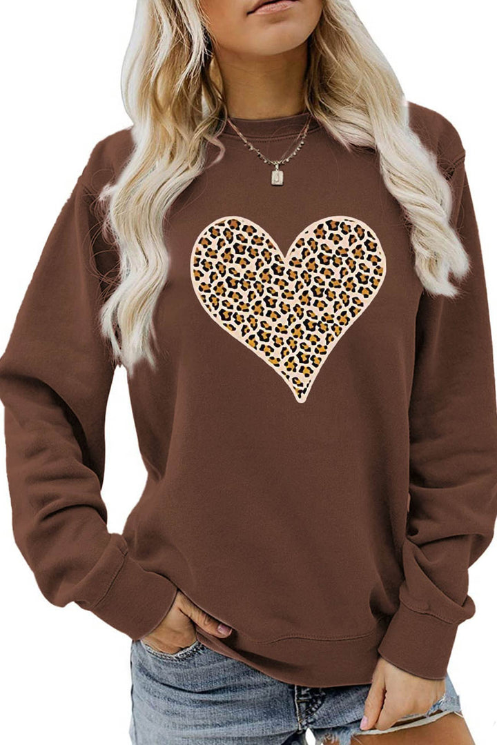 Leopard Print Hearts Sweatshirt White · 2XL