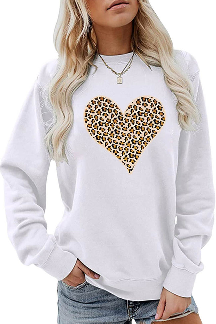Leopard Print Hearts Sweatshirt Light Green · S
