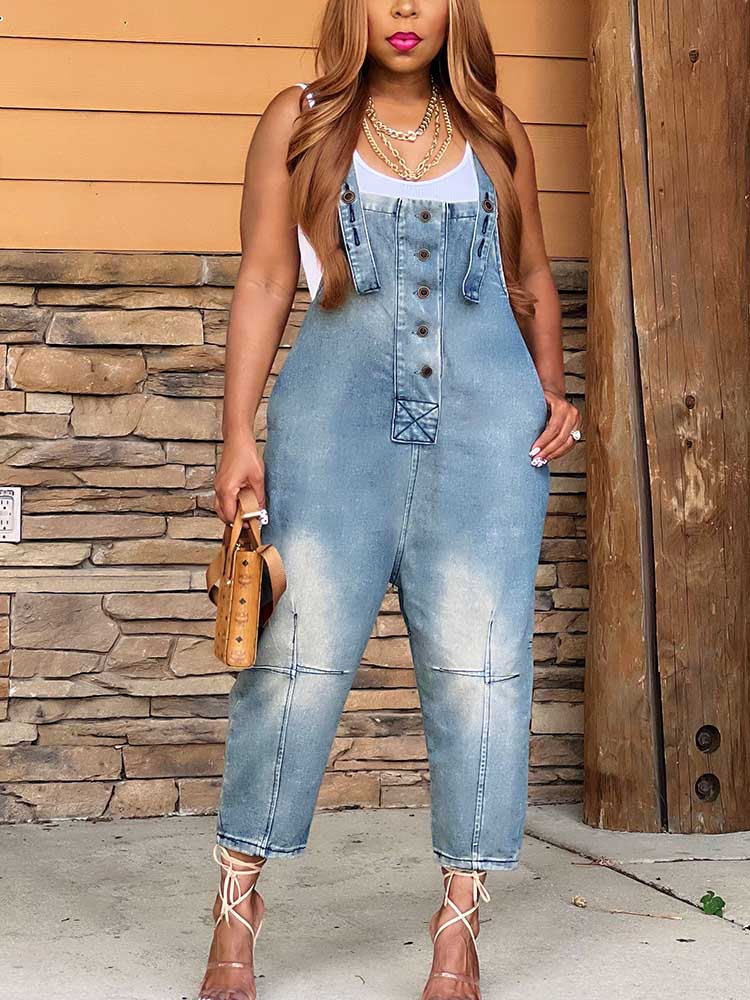 Vintage Denim Overalls Light Blue / S