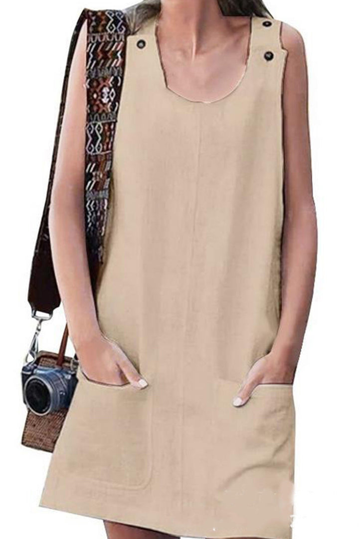 Linen Button-down Baggy Sundress White · 2XL