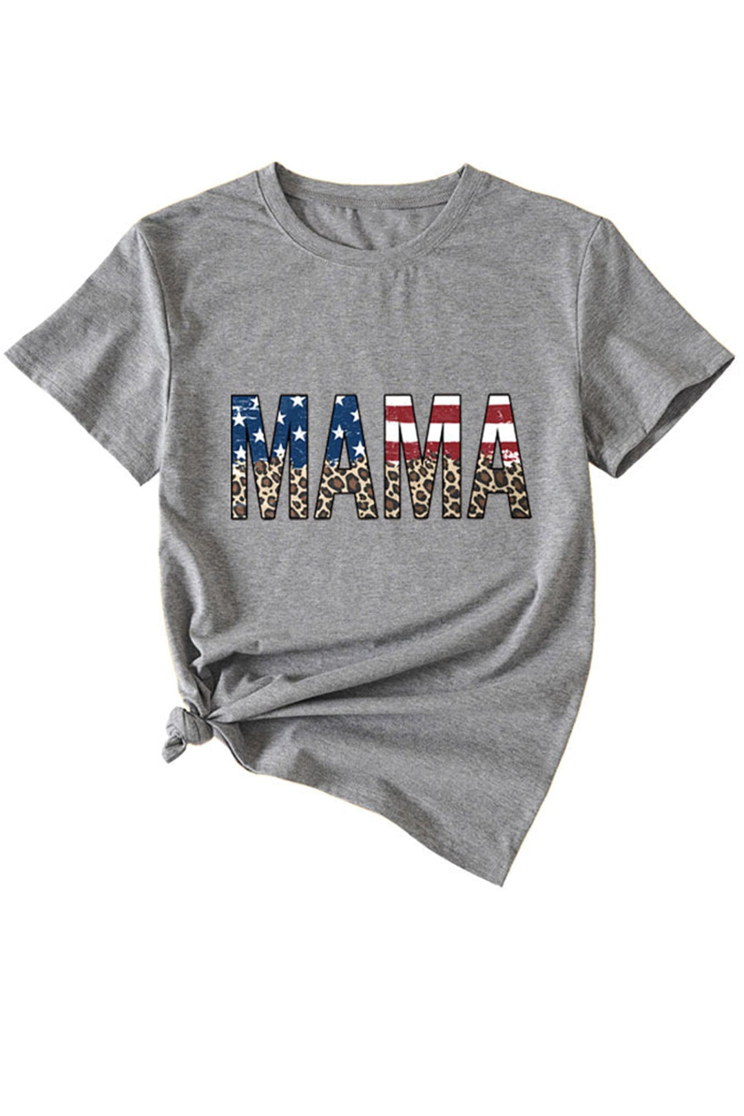 MAMA Flag Leopard Print T-shirt Red · S