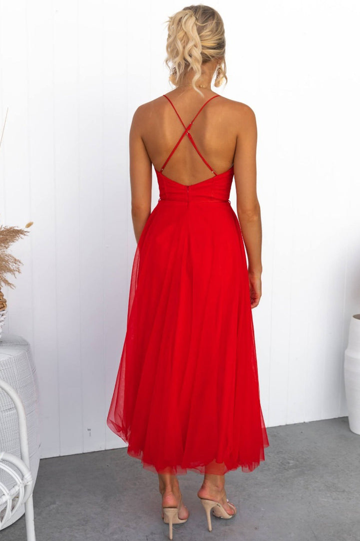 Mesh Corset Lace-up Cami Dress White · L