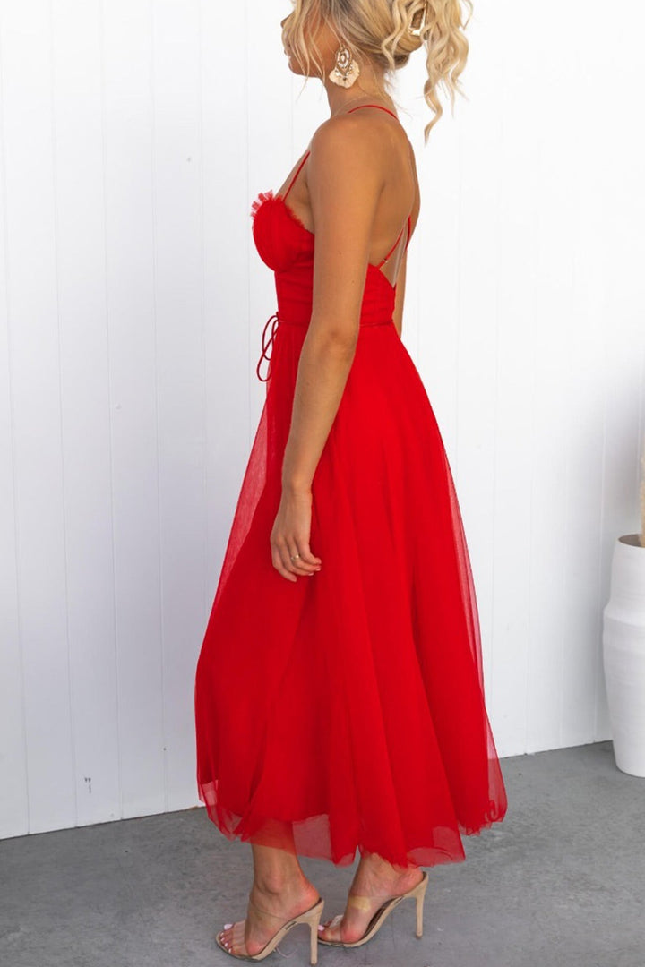 Mesh Corset Lace-up Cami Dress White · M