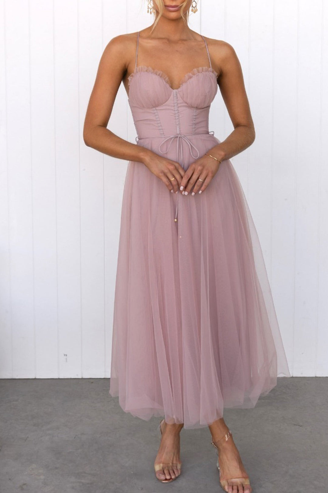 Mesh Corset Lace-up Cami Dress Pink · XL