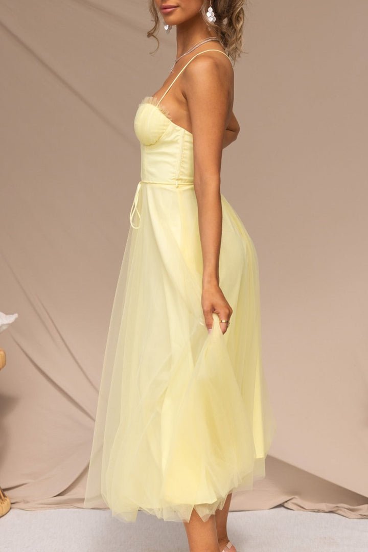 Mesh Corset Lace-up Cami Dress White · S