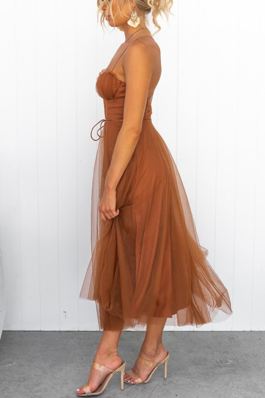 Mesh Corset Lace-up Cami Dress Light Blue · M