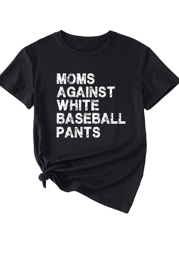 Moms Against With Baseball Pants Print T-shirt Light Grey · M