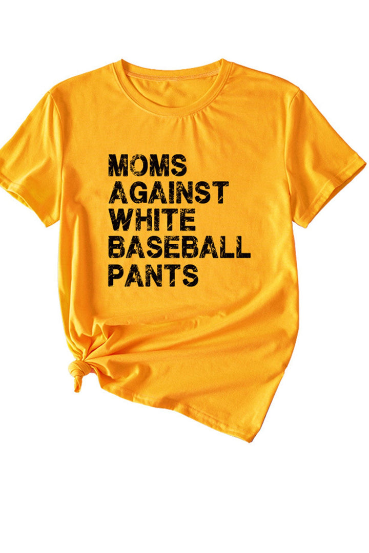 Moms Against With Baseball Pants Print T-shirt Light Grey · L