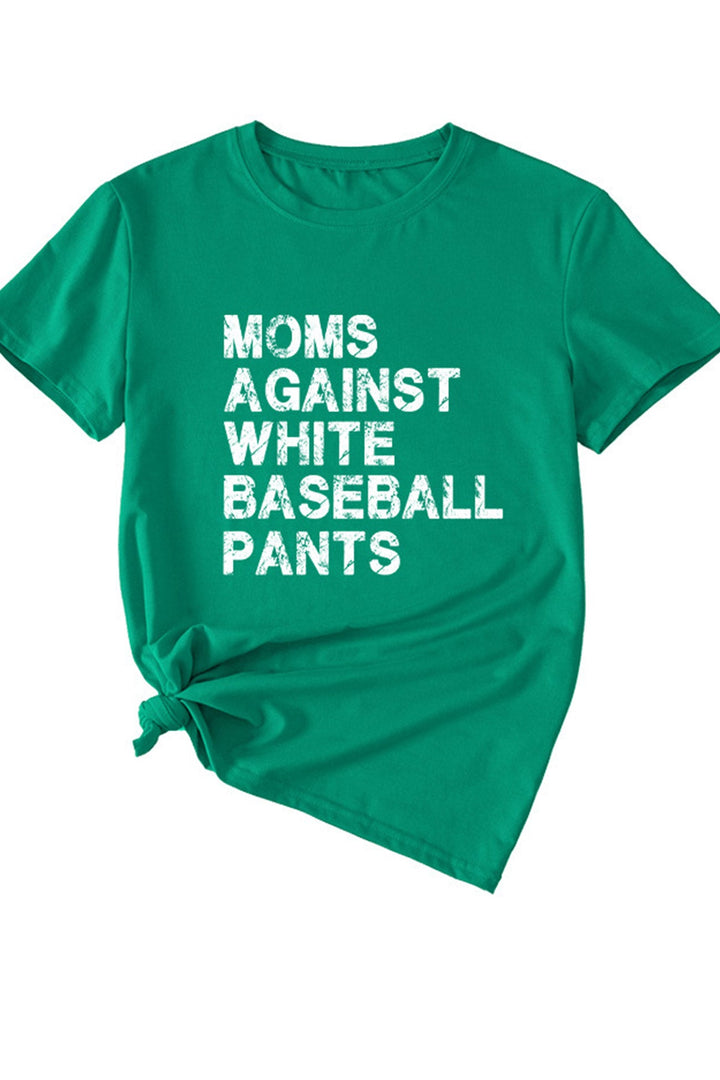 Moms Against With Baseball Pants Print T-shirt Lake Blue · S
