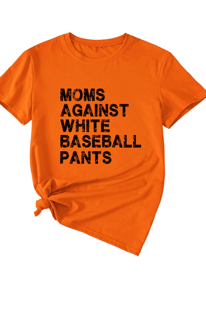 Moms Against With Baseball Pants Print T-shirt Lake Blue · M