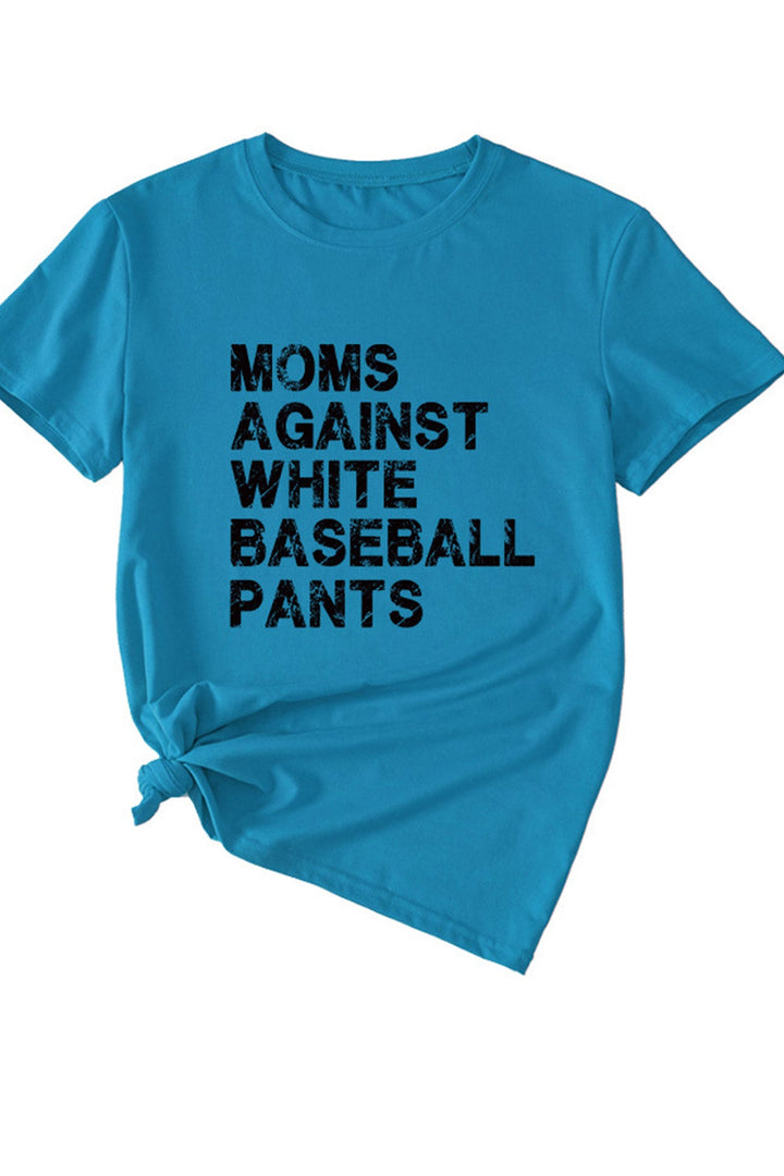 Moms Against With Baseball Pants Print T-shirt Light Grey · S