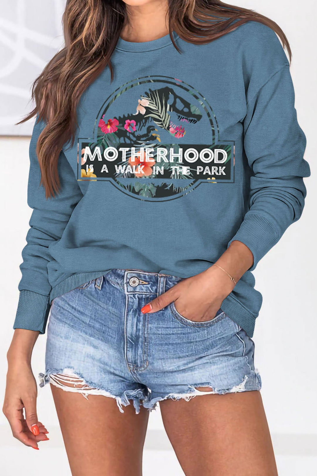 Motherhood Dinosaur Printed Sweatshirt Almond · M