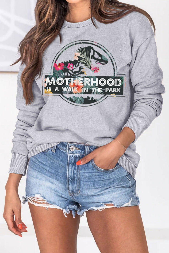Motherhood Dinosaur Printed Sweatshirt Almond · 2XL