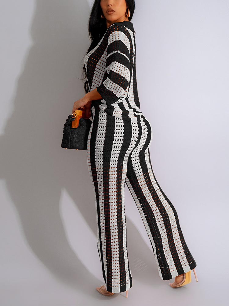 Crochet Pants Set Black / L