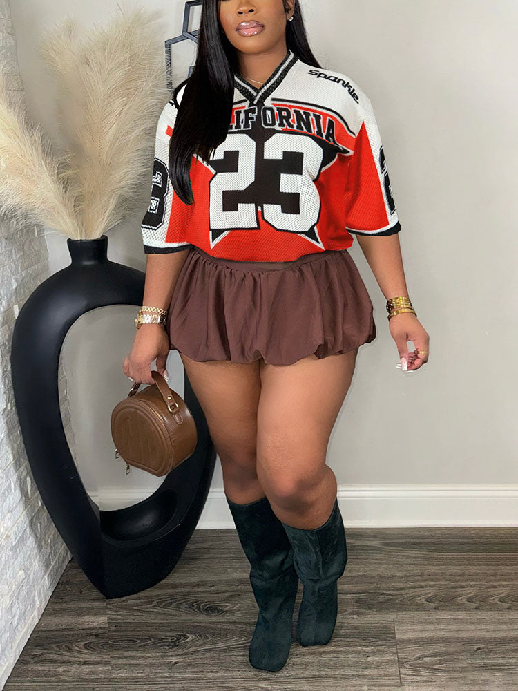 Graphic Breathable Jersey Top Red / S