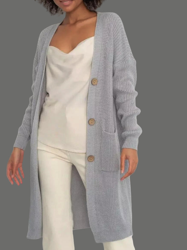 Loose-Fit Long-Sleeve Knit Cardigan