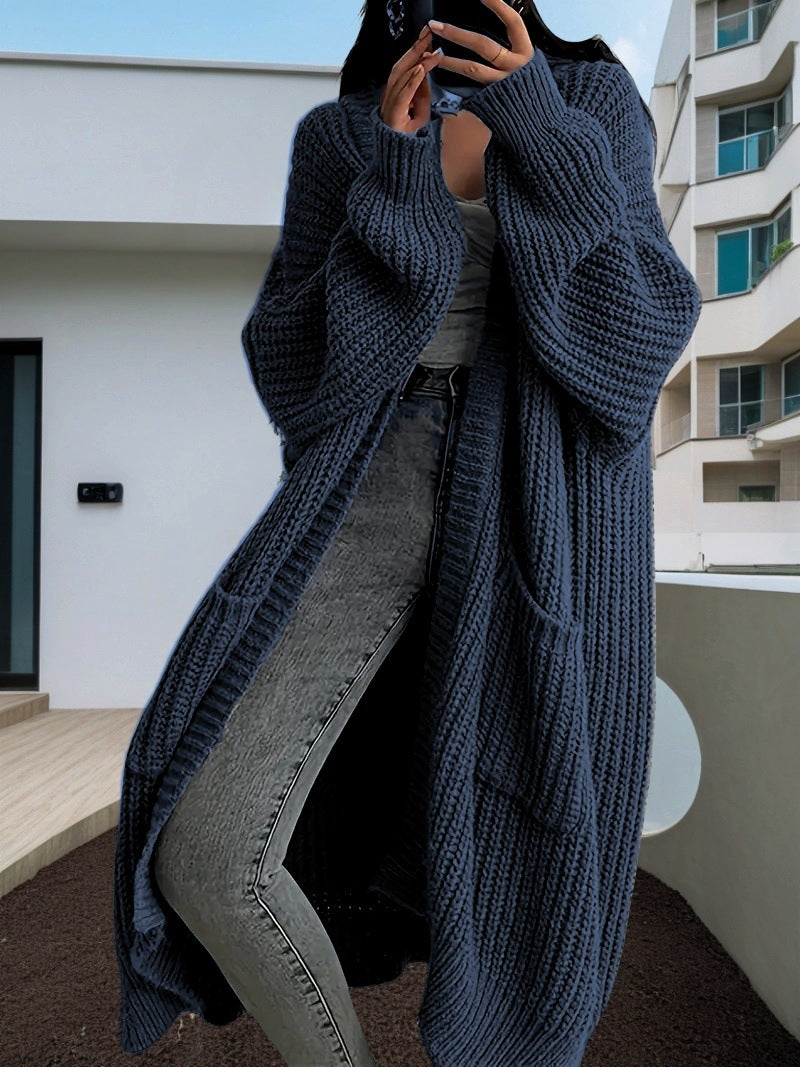 Long-Sleeved Knit Cardigan Jacket