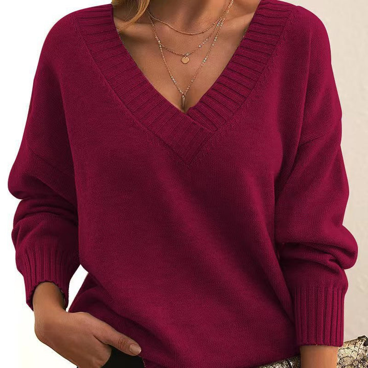 V-neck Casual Knit Sweater for Everyday Wear
