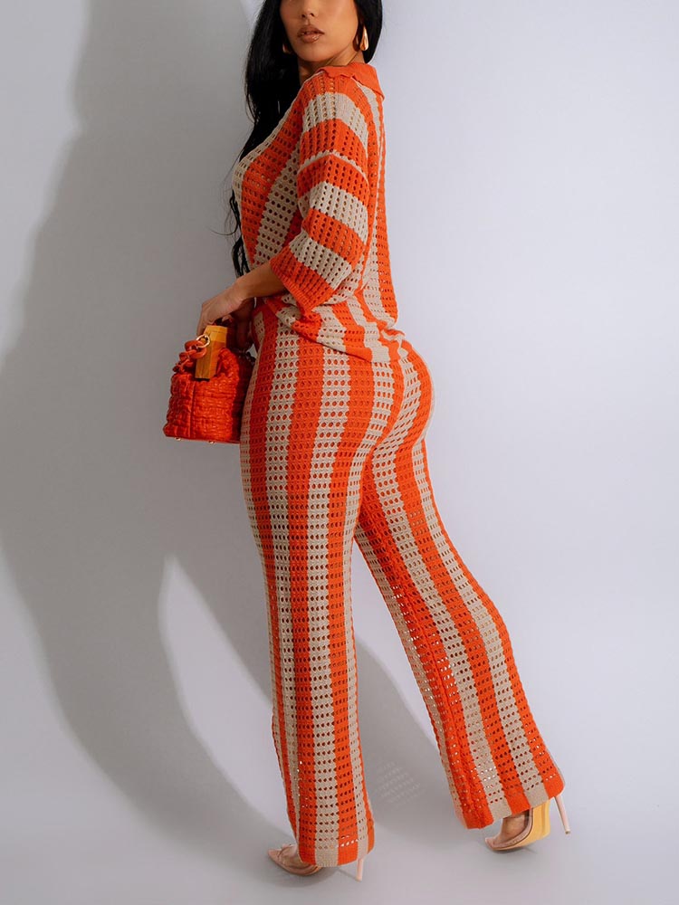 Crochet Pants Set Orange / XL