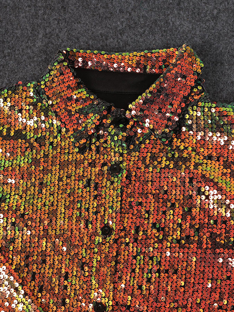 Shine Sequin Shirt Gold / XL