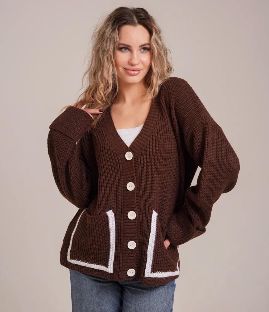 Loose-Fit Oversized V-Neck Sweater Jacket