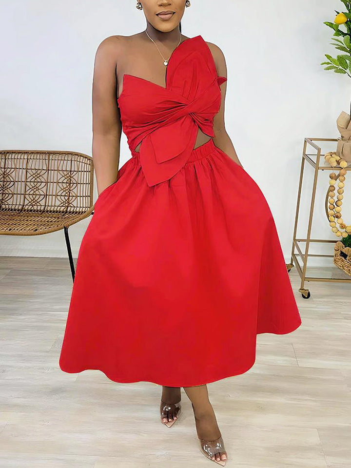 Knot Cutout Midi Dress Rose / S