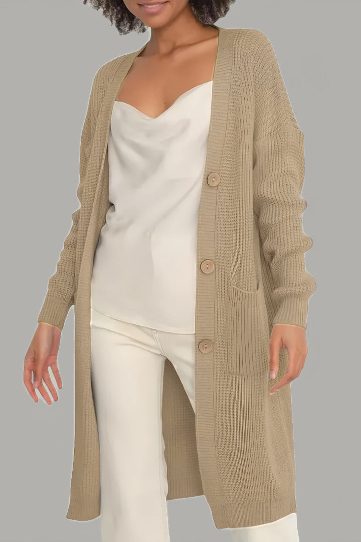Loose-Fit Long-Sleeve Knit Cardigan