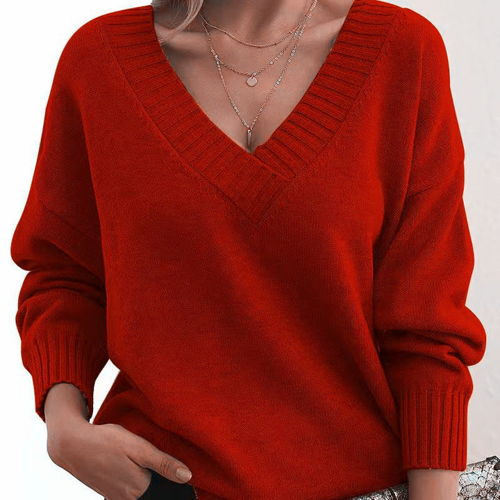 V-neck Casual Knit Sweater for Everyday Wear