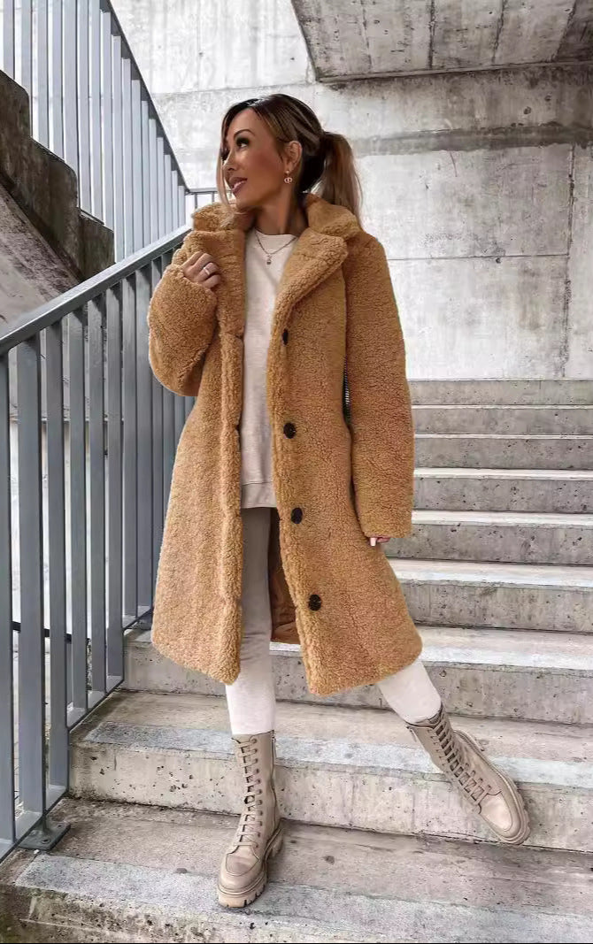 Long-Sleeved Fleece Top with Collar