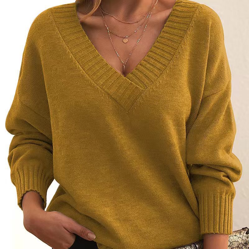 V-neck Casual Knit Sweater for Everyday Wear