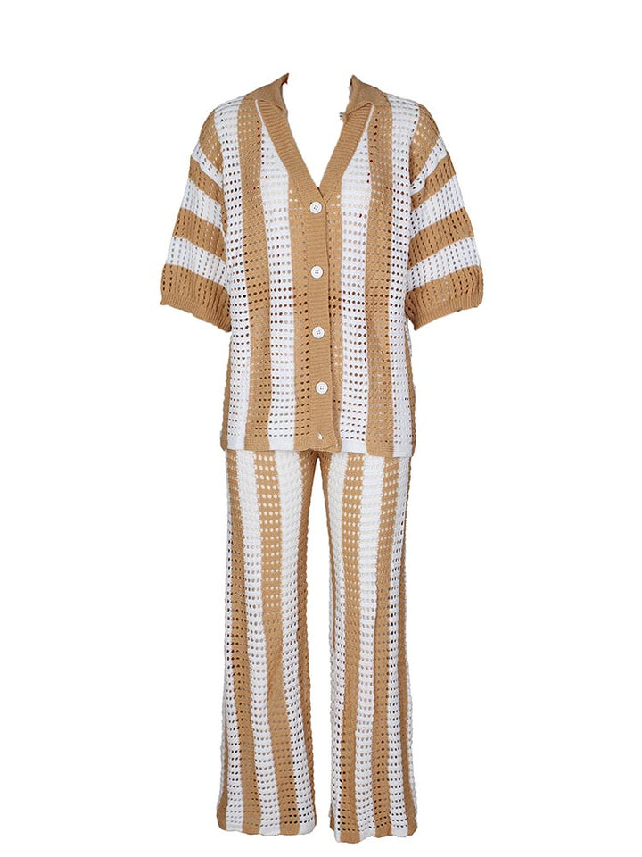 Crochet Pants Set Blue / M