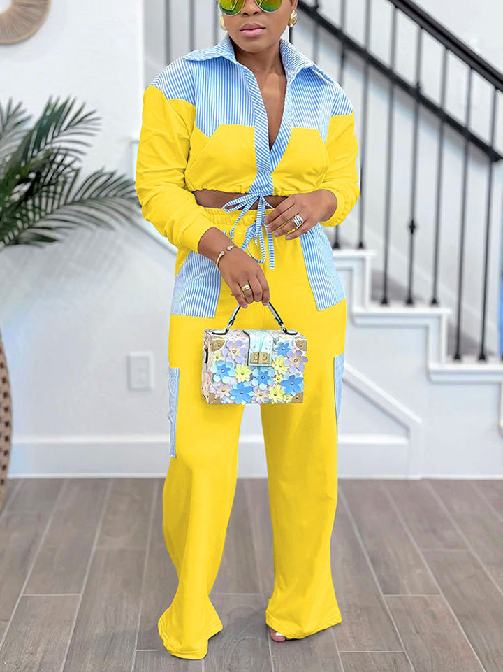 Color Block Striped Set White / L